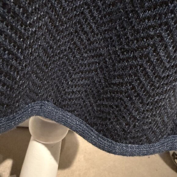 LOFT Sweater Womens XS/S Herringbone Blue & Black Cowl Neck Pullover Poncho EUC - Picture 4 of 7